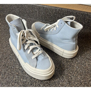 Converse All Star Platform Hi Top Womens Sz 6.5 Blue Canvas Sneaker Lace Up Shoe